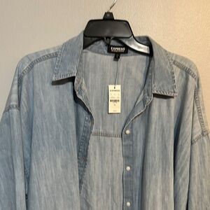 Express Sky Blue Button-Up Shirt